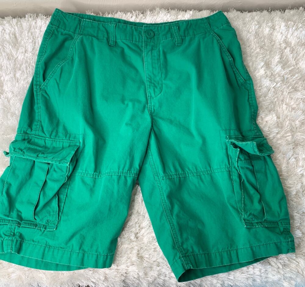 Urban Pipeline Cargo Shorts Bright Green Sz 33 100% Cotton Skater